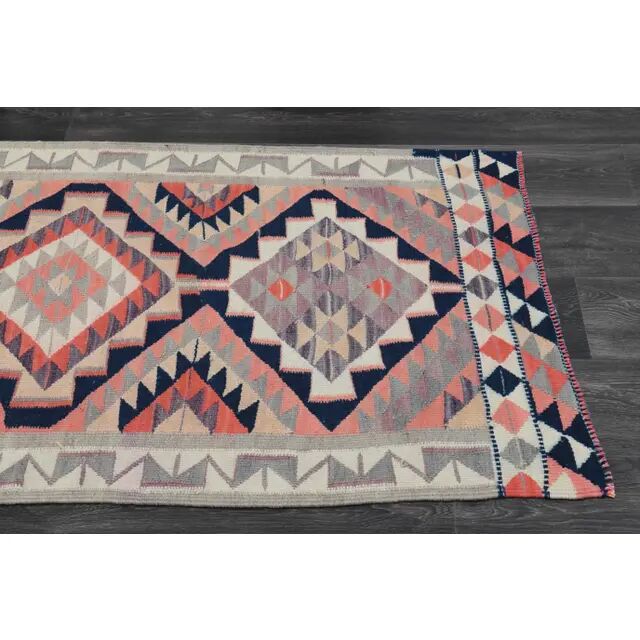 1970s Vintage Turkish Oushak Handmade Wool Cotton Orange Runner Rug 89x319