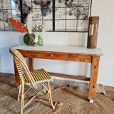 Workshop table wooden loom desk 1 drawer white top