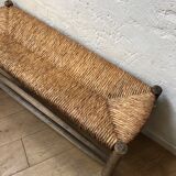 Wooden and straw bench