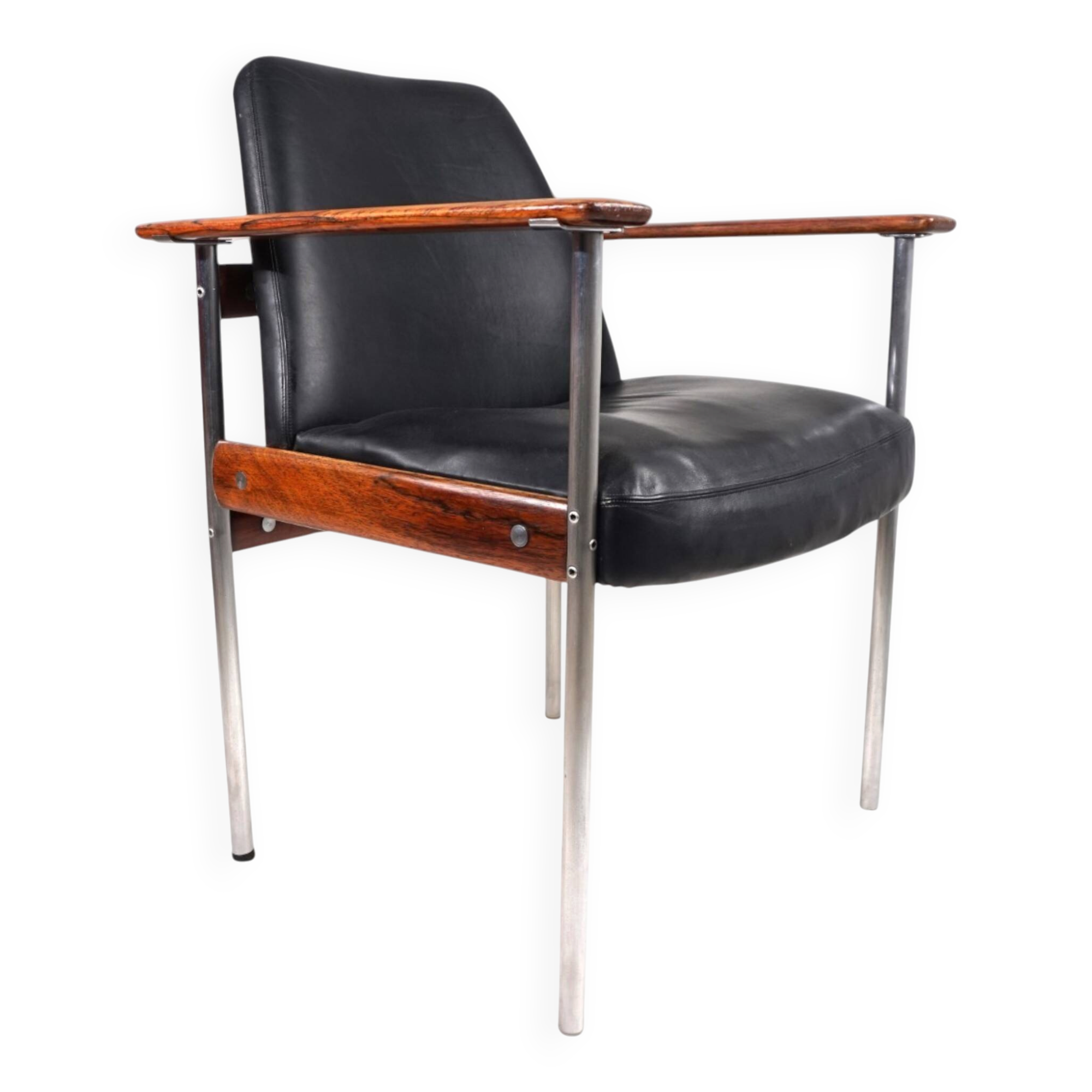 Leather armchair by Sven Ivar Dysthe for Dokka Møbler, 1960