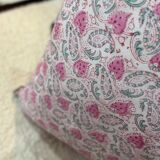 Indian block print flower cushion "flower" - pink/white