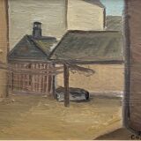 Modernism Mid-20th century Oil Painting Cityscape  by Thage Carlson 1960s