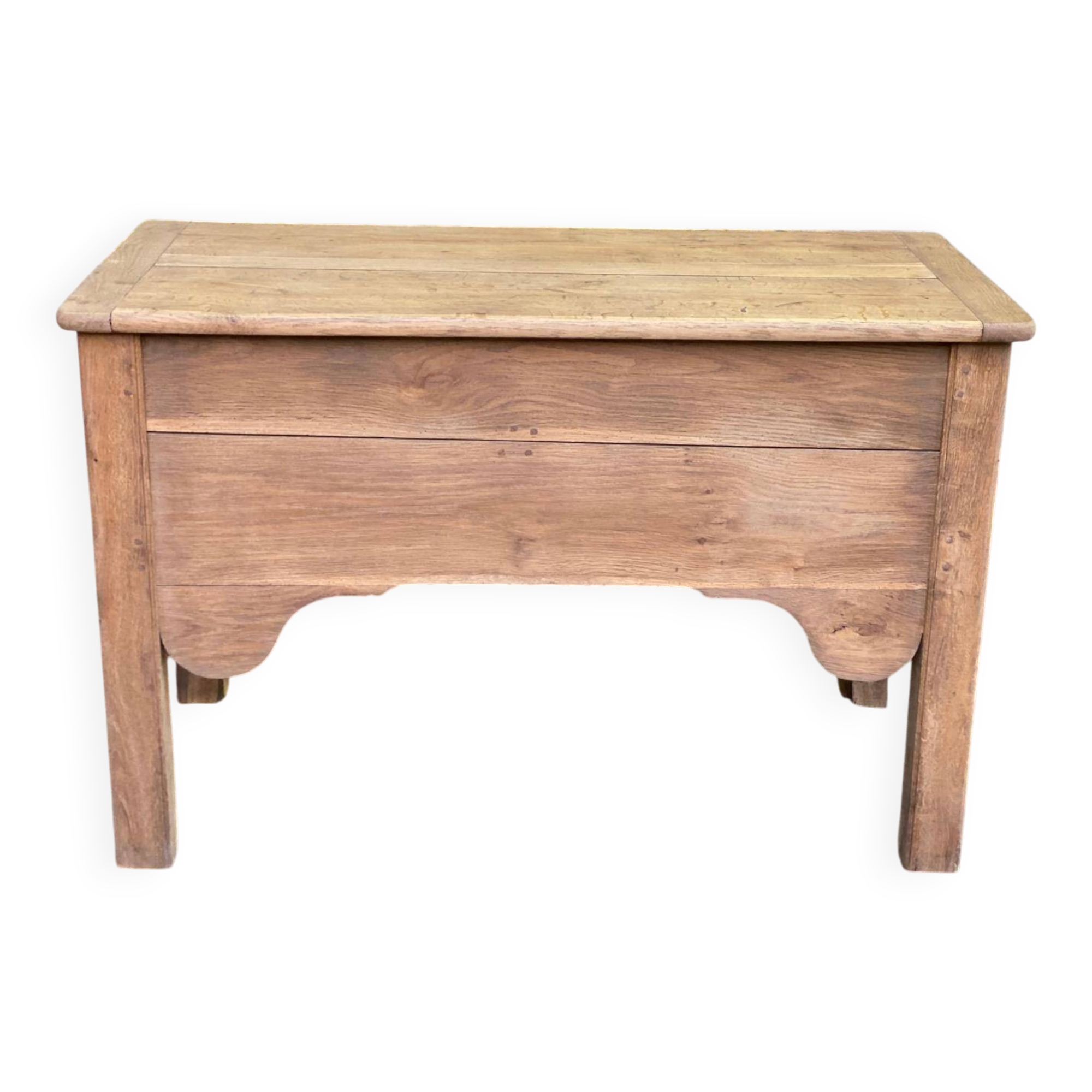 Renovated vintage baker's dough trough in solid oak from the 19th century.