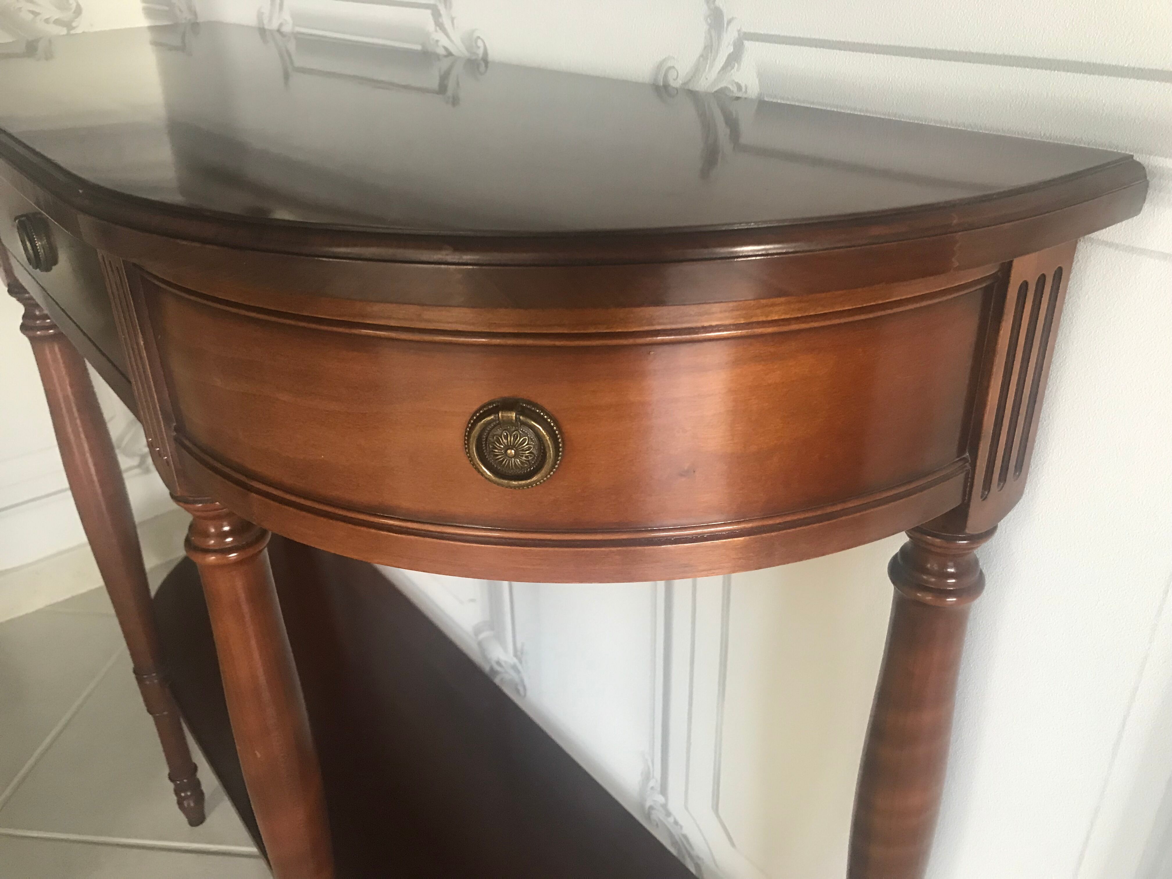 Half moon console in cherry tree
