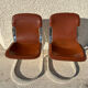Pair of leather and chromed metal chairs year 70