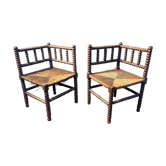 Duo of carved nanny chairs