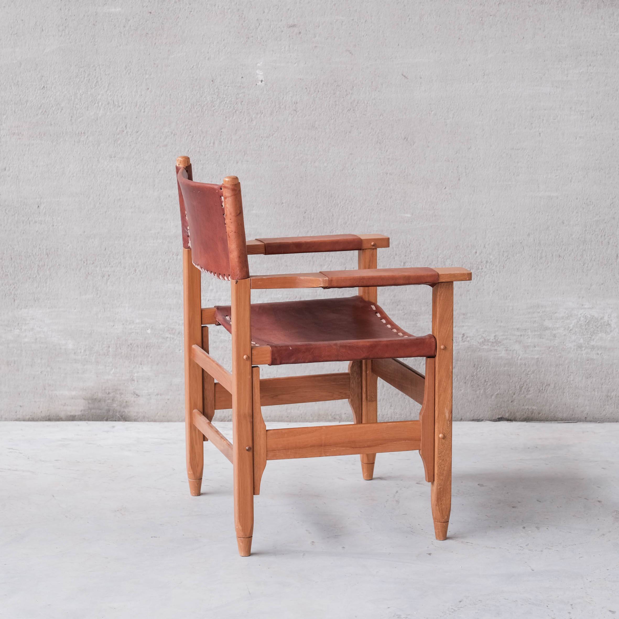Pair of Mid-Century French Leather Armchairs