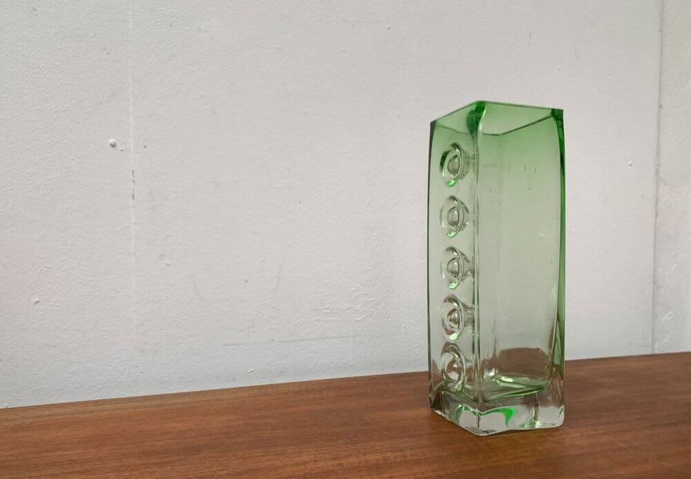 Brutalist glass block vase from the mid-century space age, 1960s