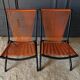 Suite of 4 folding armchairs scoubidou red and tubular black 1960