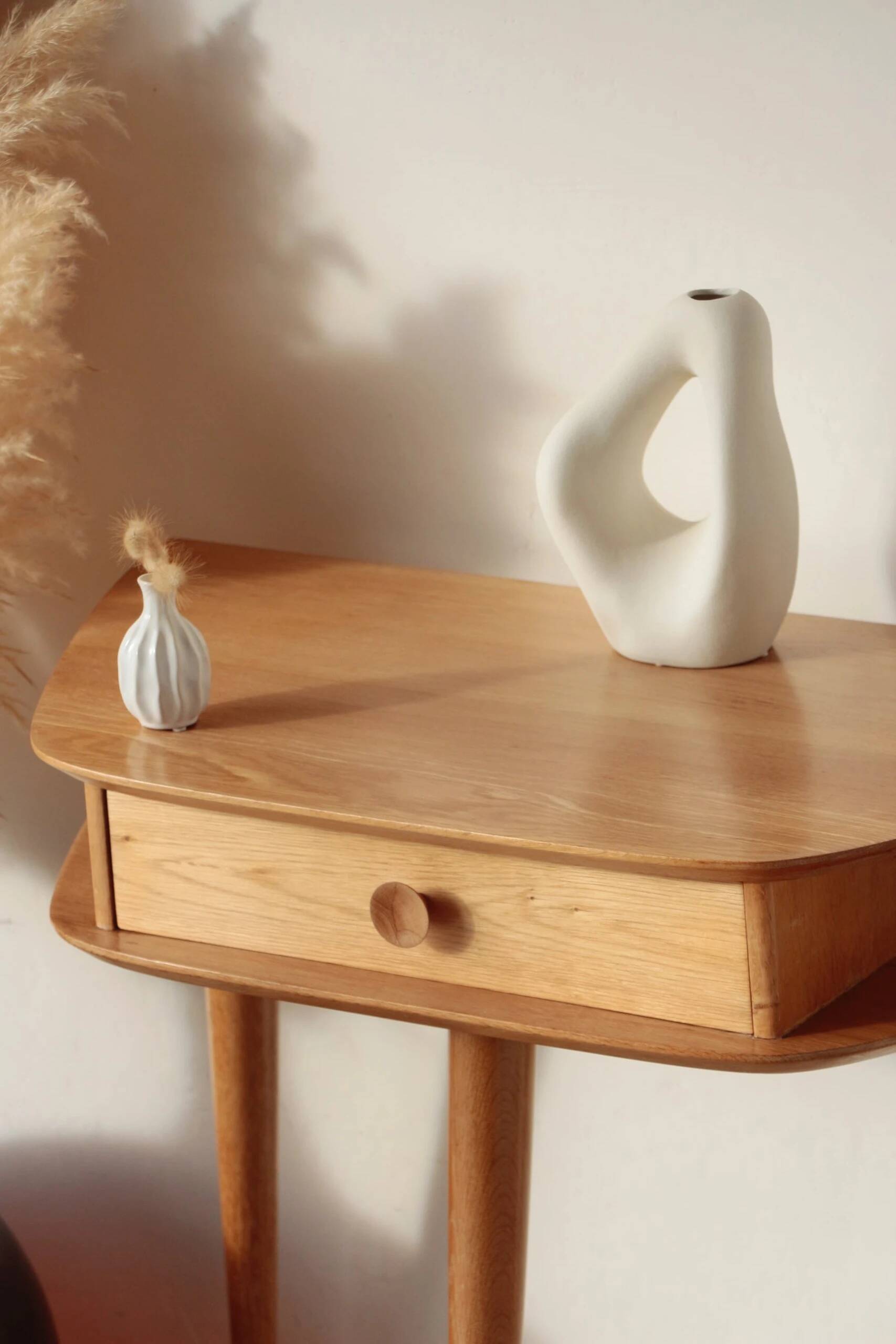 Solid oak tripod console table – vintage & restored