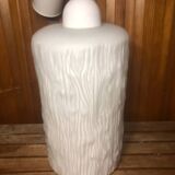 Old LOUIS KALFF Style Pendant Lamp White Opaline ReliefVintage #A445