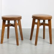 Tabourets en similicuir brun