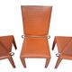 Set di 4 Sedie Design in Cuoio Arancione e Ferro Vintage