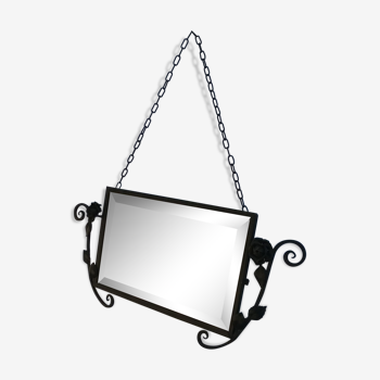 Art deco mirror in wrought iron - 72x32cm