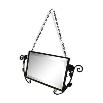 Art deco mirror in wrought iron - 72x32cm