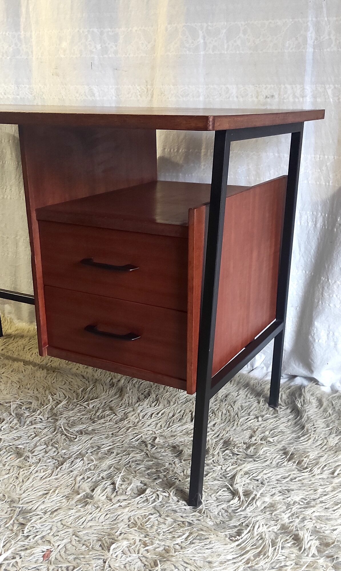Modernist metal and wood desk by Seducta – 50s/60s