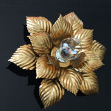 Masca floral wall lamp, metal with gold leaf, 1970