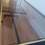 Vintage industrial coffee table metal and glass