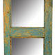 Blue mirror in old patinated teak wood