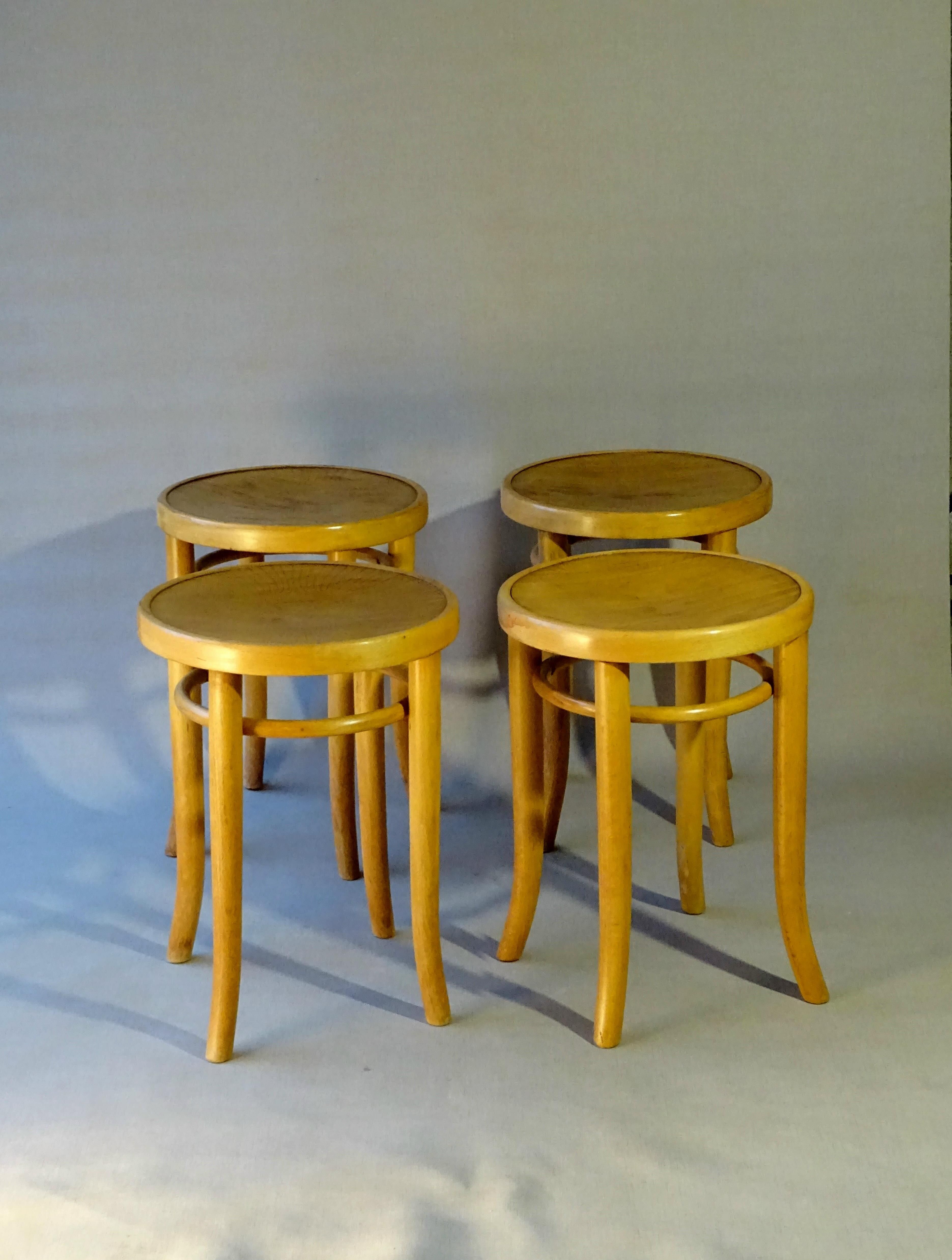 Thonet stools 1930, wooden sitting bistro