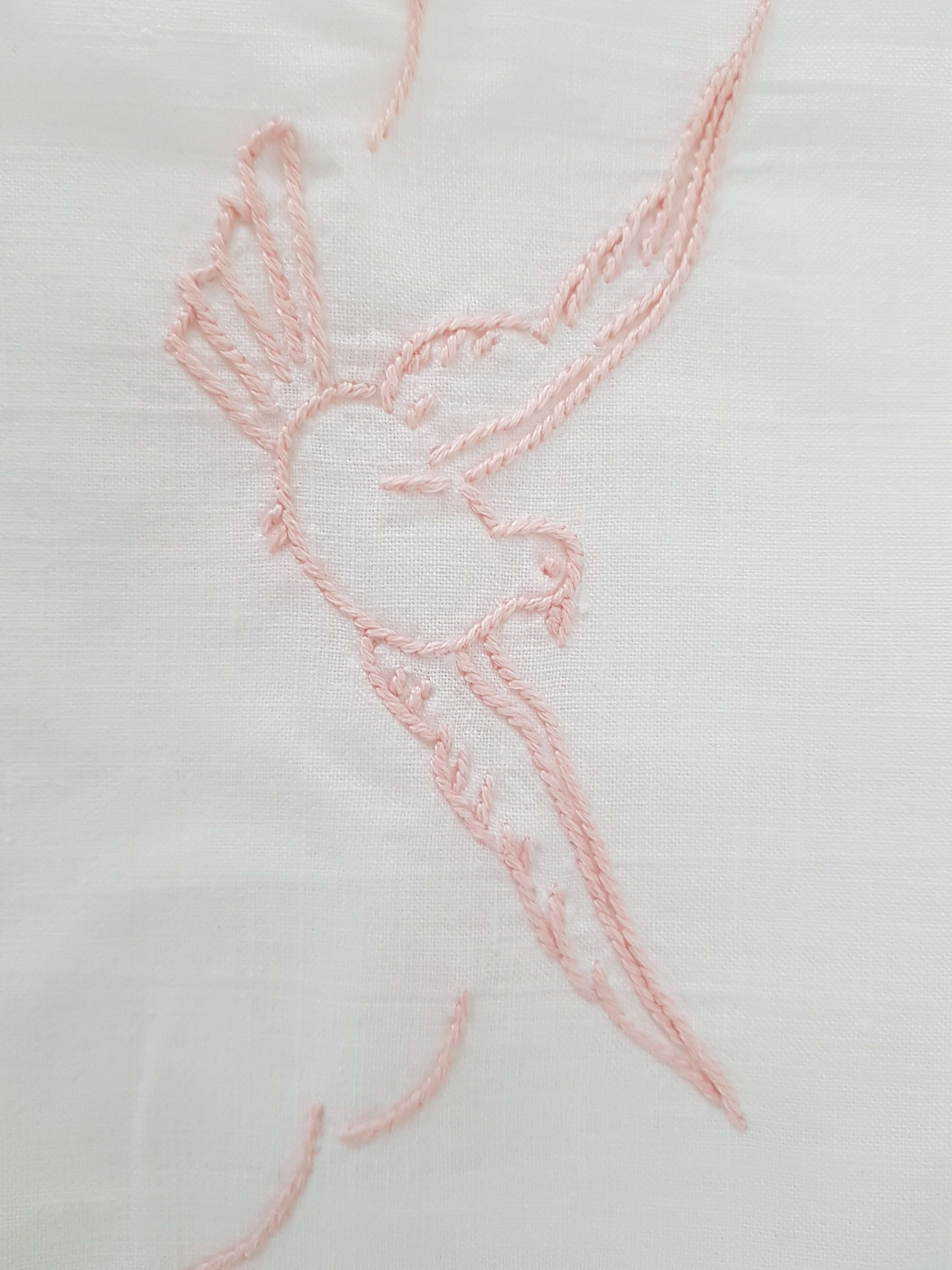 Old embroidered flat sheet for cradle