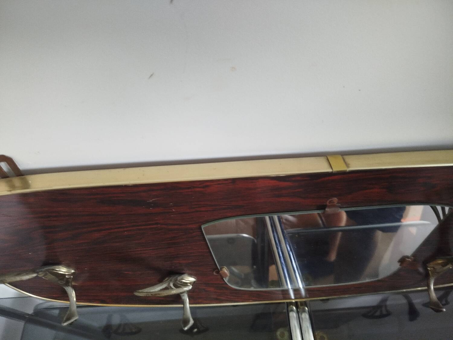 Vintage wall coat rack with mirror – 50s/60s