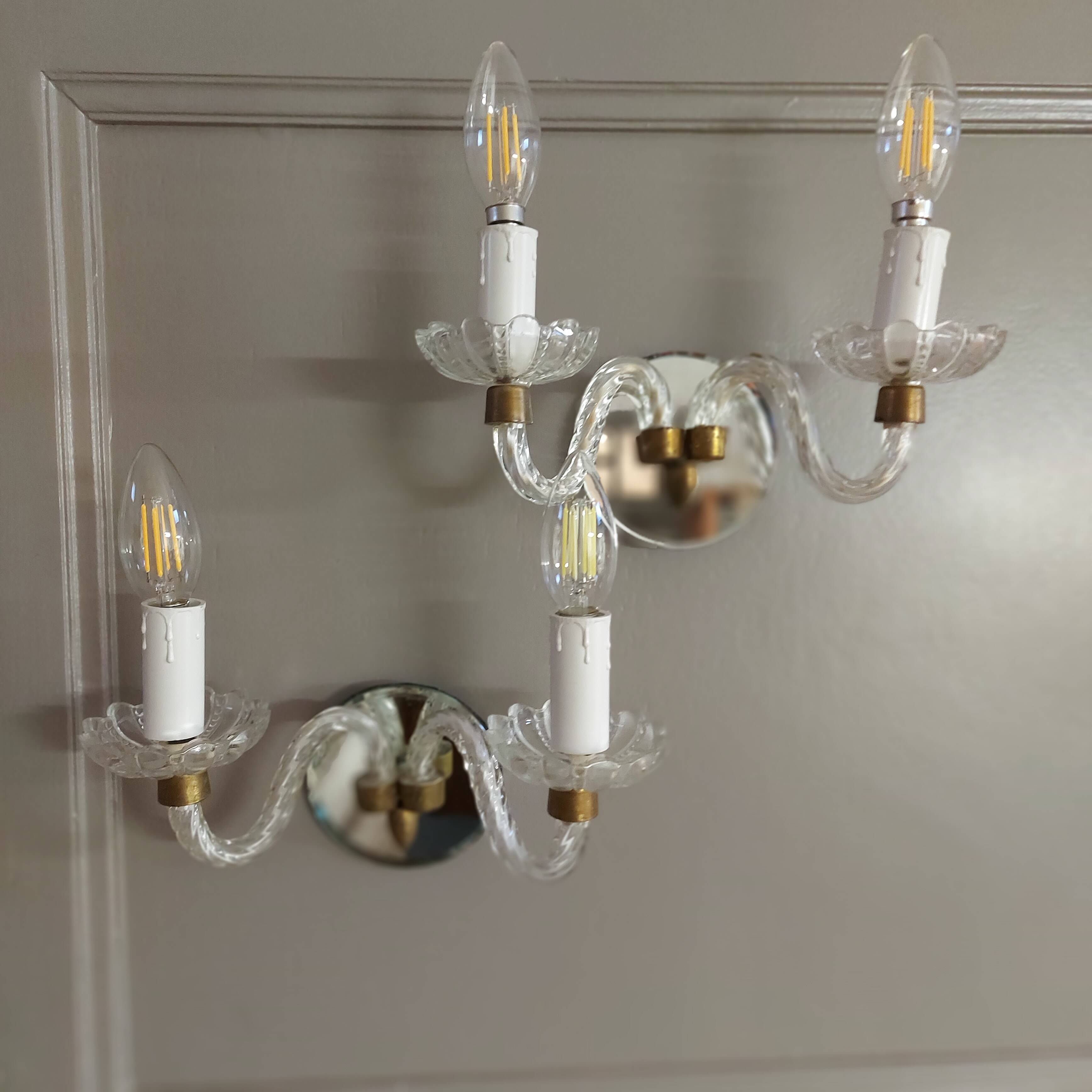 Pair of glass wall light