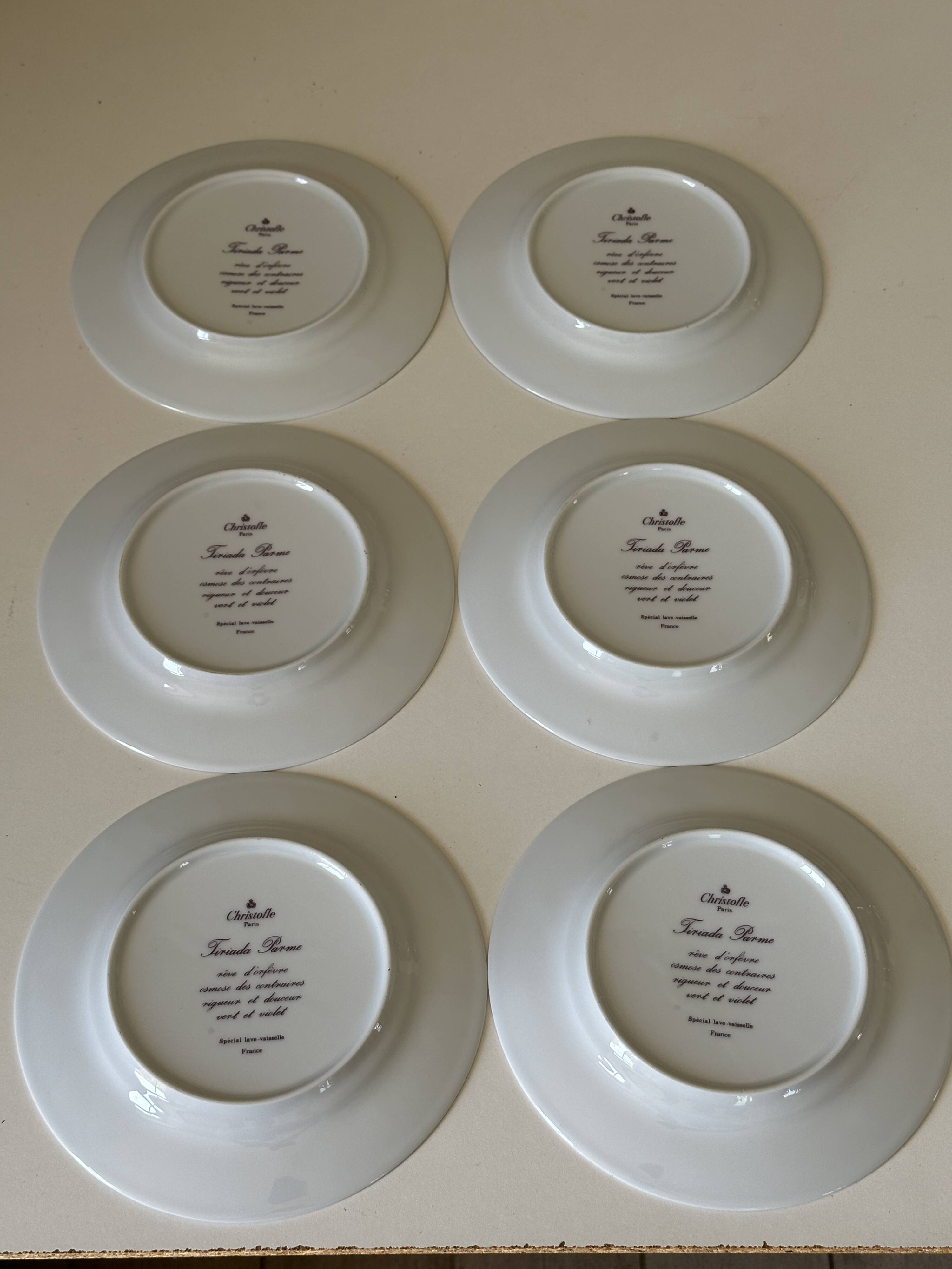 6 Christofle dessert plates, vintage Parma model