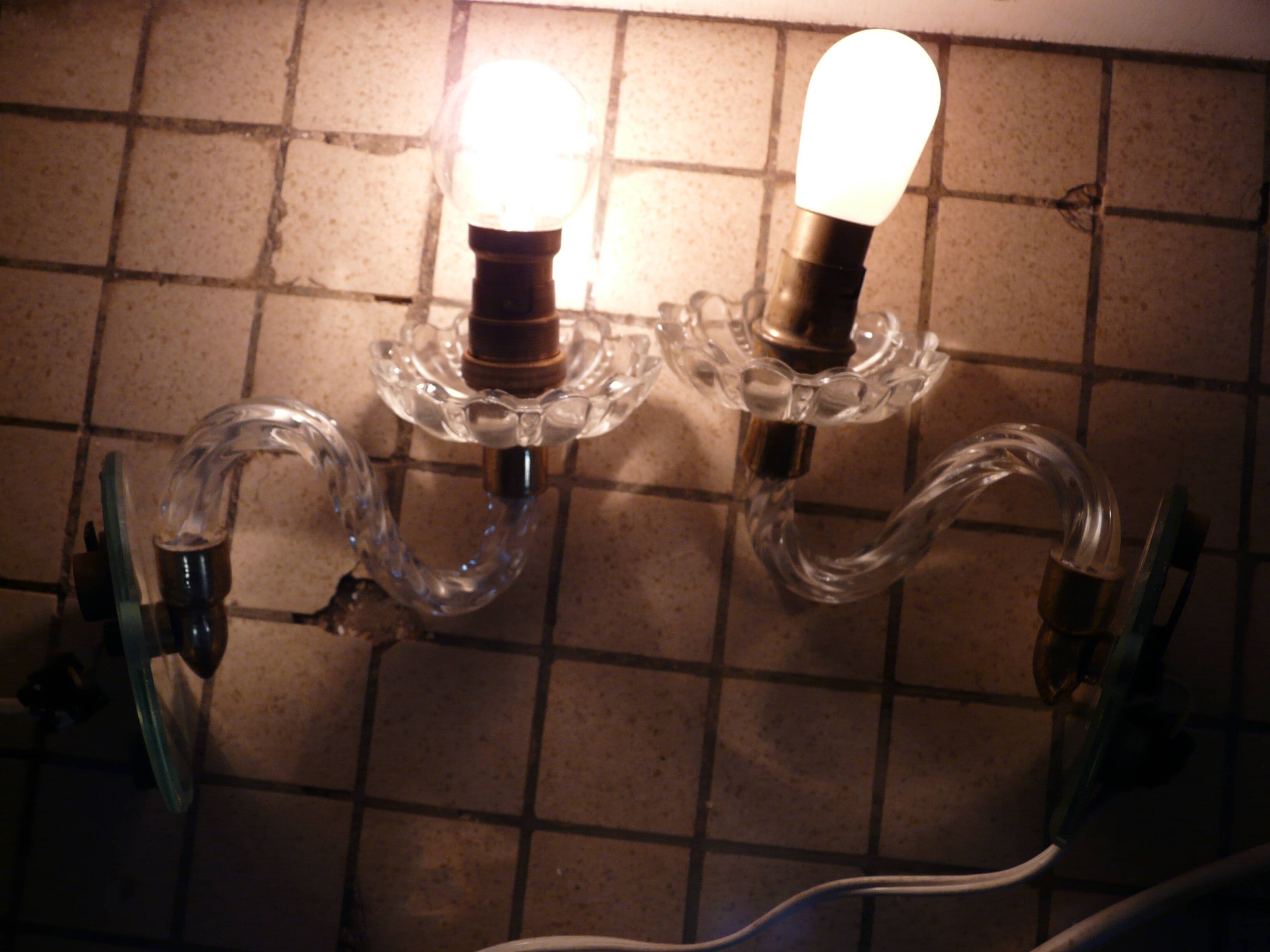 Pair of cup mirror sconces, Murano, vintage, 1940s