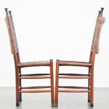 Set of 6 Schuitema dining chairs from the Shaker collection with woven leather seat and backrest