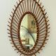 Large antique rattan mirror
