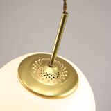 Mid-Century Modern Italian Opaline Glass and Brass Pendant Lamp