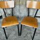 Pair of antique chairs in black metal + wooden seat & back