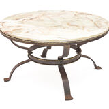 Table ronde fer forgé onyx, 1950