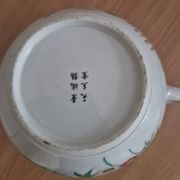 Antique Chinese enameled porcelain teapot with famille rose decoration