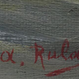 Painting "flower vase" circa 1950 HSP signed (to be deciphered) with frame