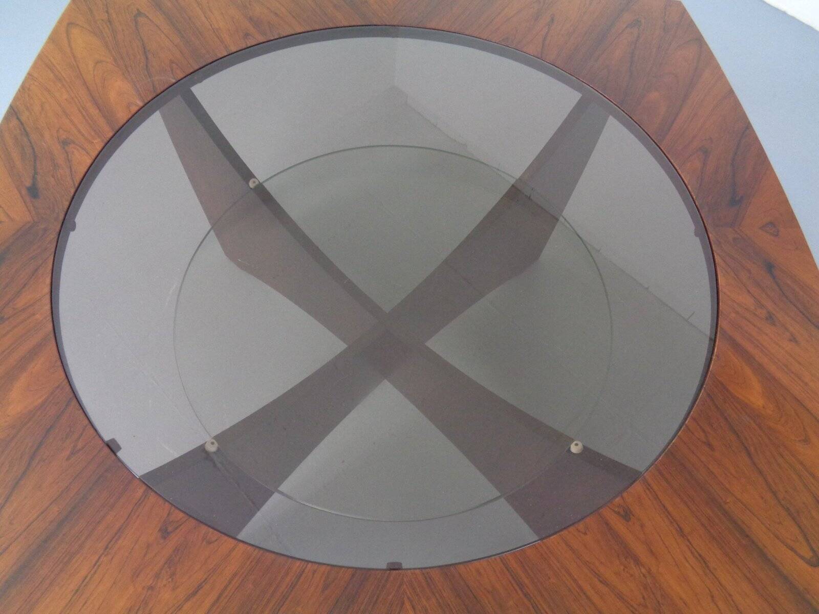Vintage rosewood and glass coffee table, Denmark, 1960s