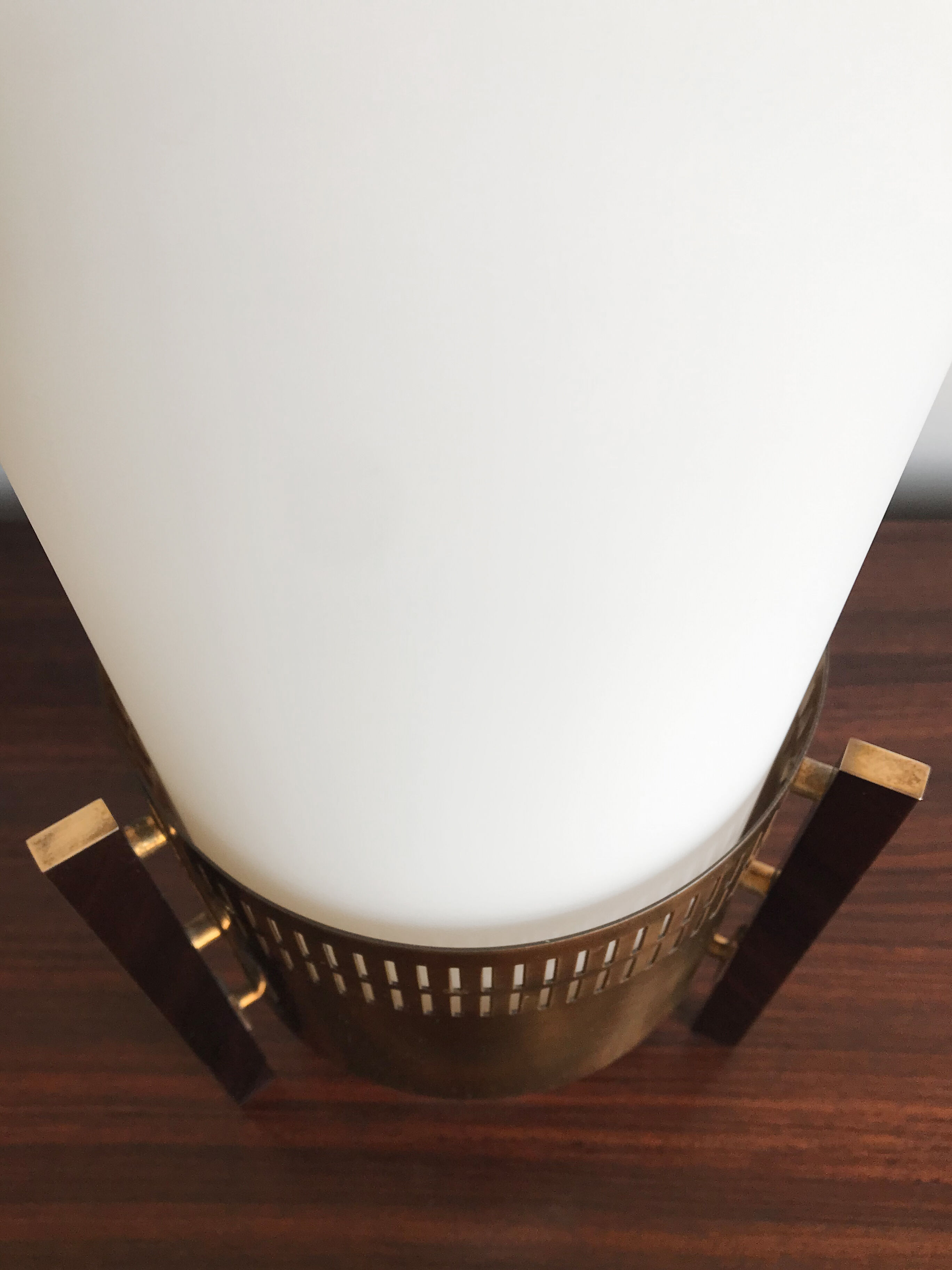 Stilnovo Italian brass glass table lamp 1950s