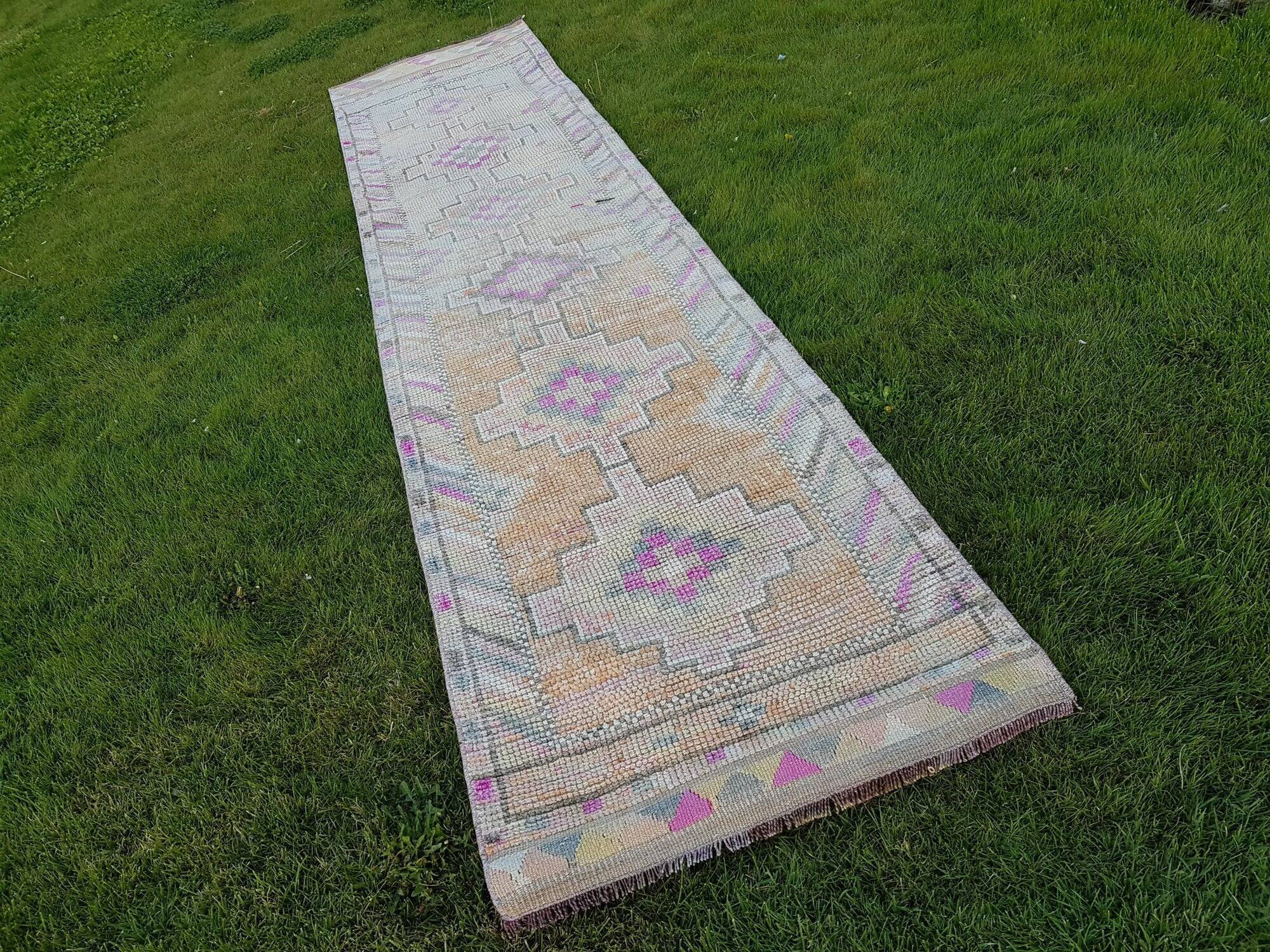 Vintage Turkish hallway rug 80x360 cm