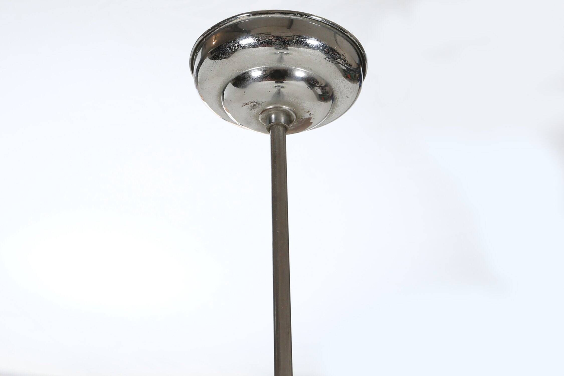French Art Deco Pendant Lamp with Green Glass Shade, 1940