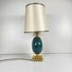 Table lamp Maison Le Dauphin in brass and green malachite imitation, 1980.
