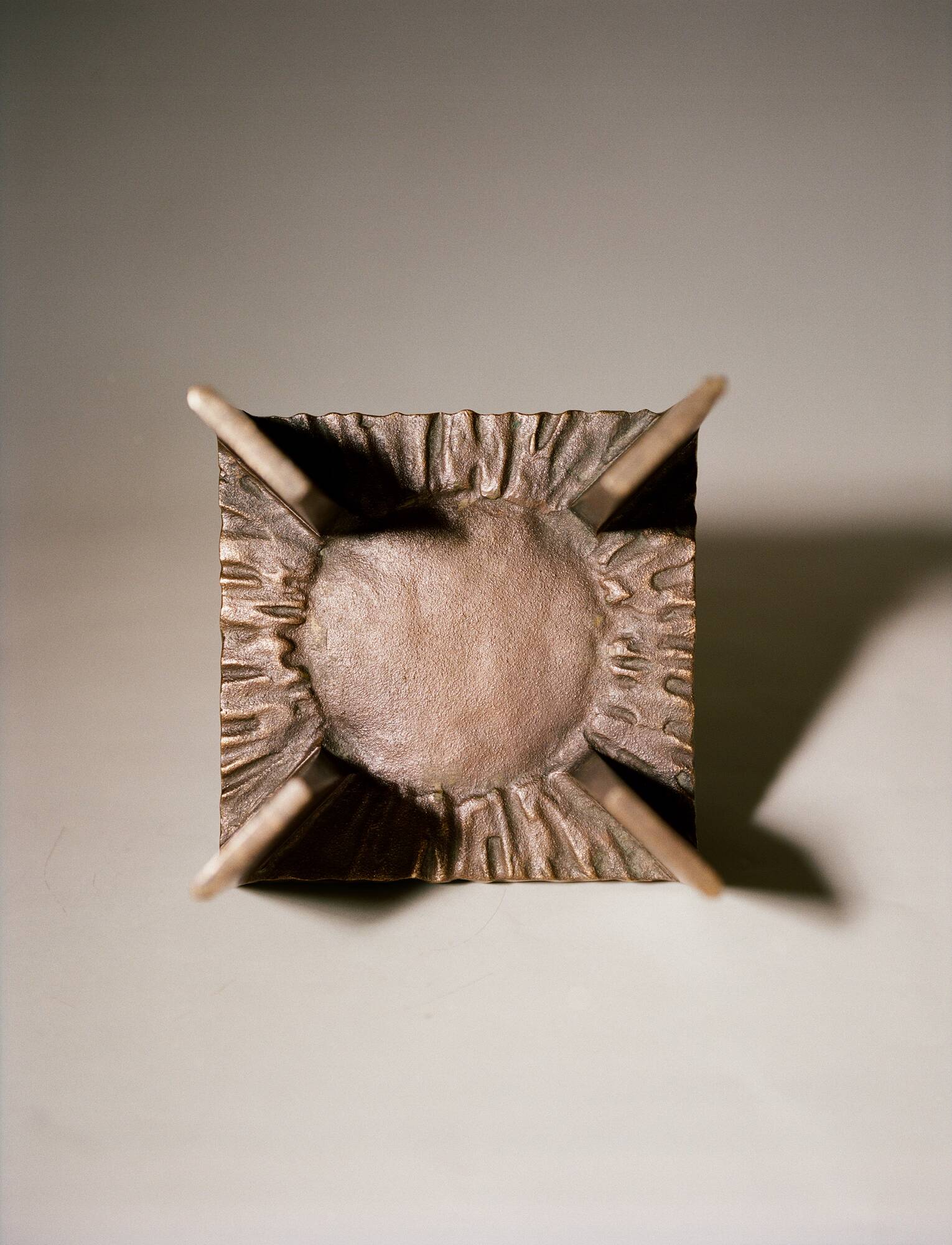 Brutalist Candle Holder / Chandelier in Bronze Circa 1950