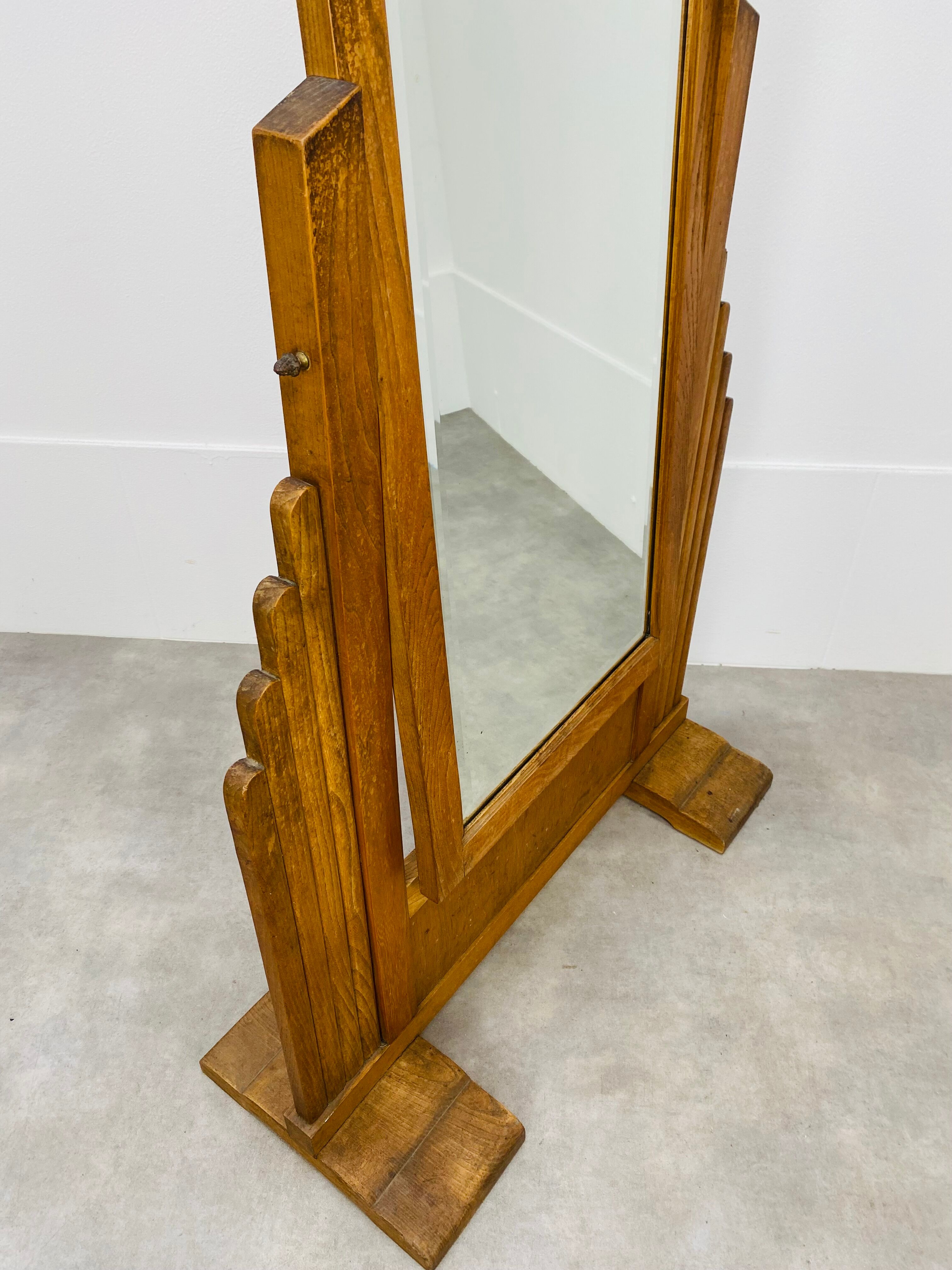 Mirror psyche art deco oak 1930