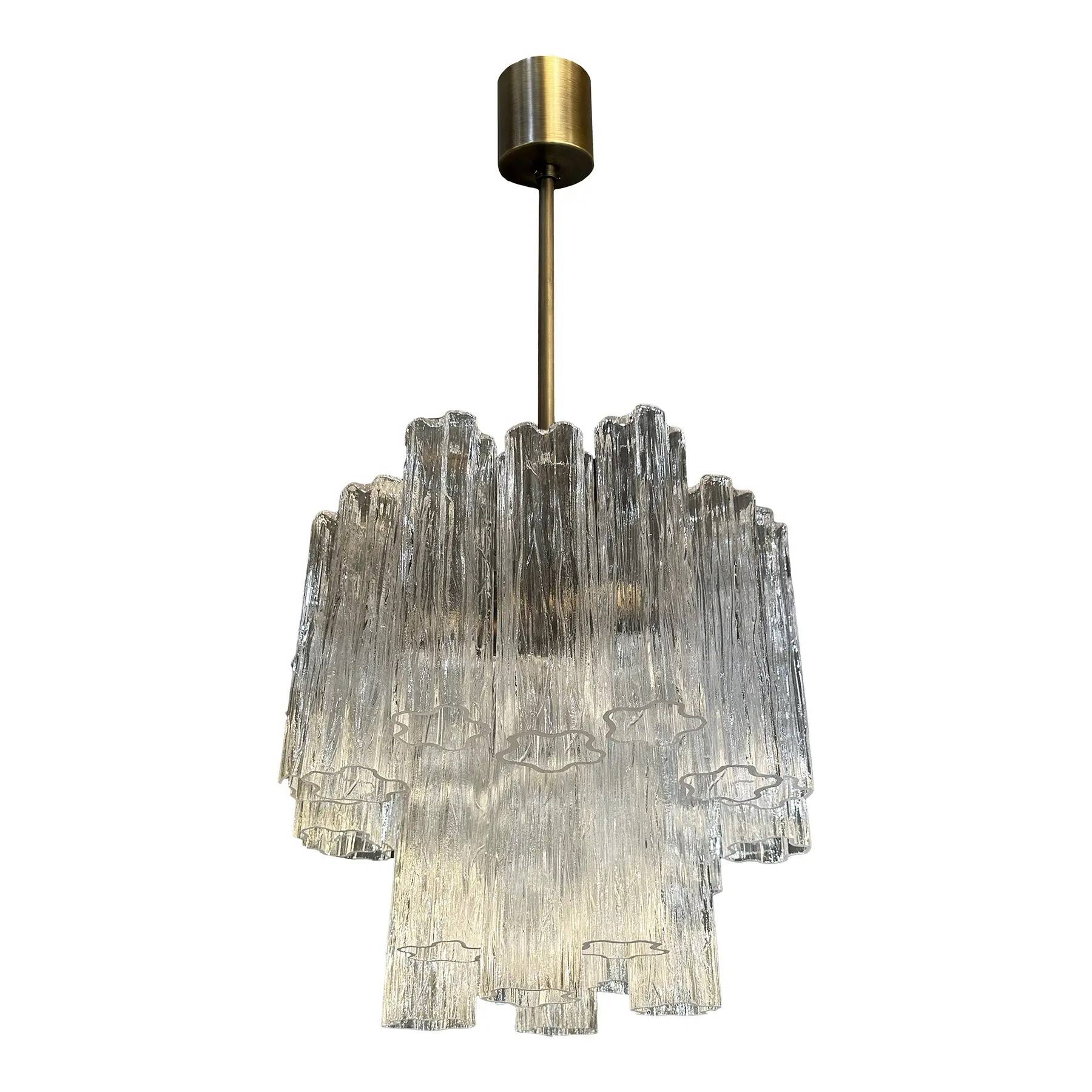 Elegant Contemporary Murano Glass Tronchi Chandelier in Burnished Metal