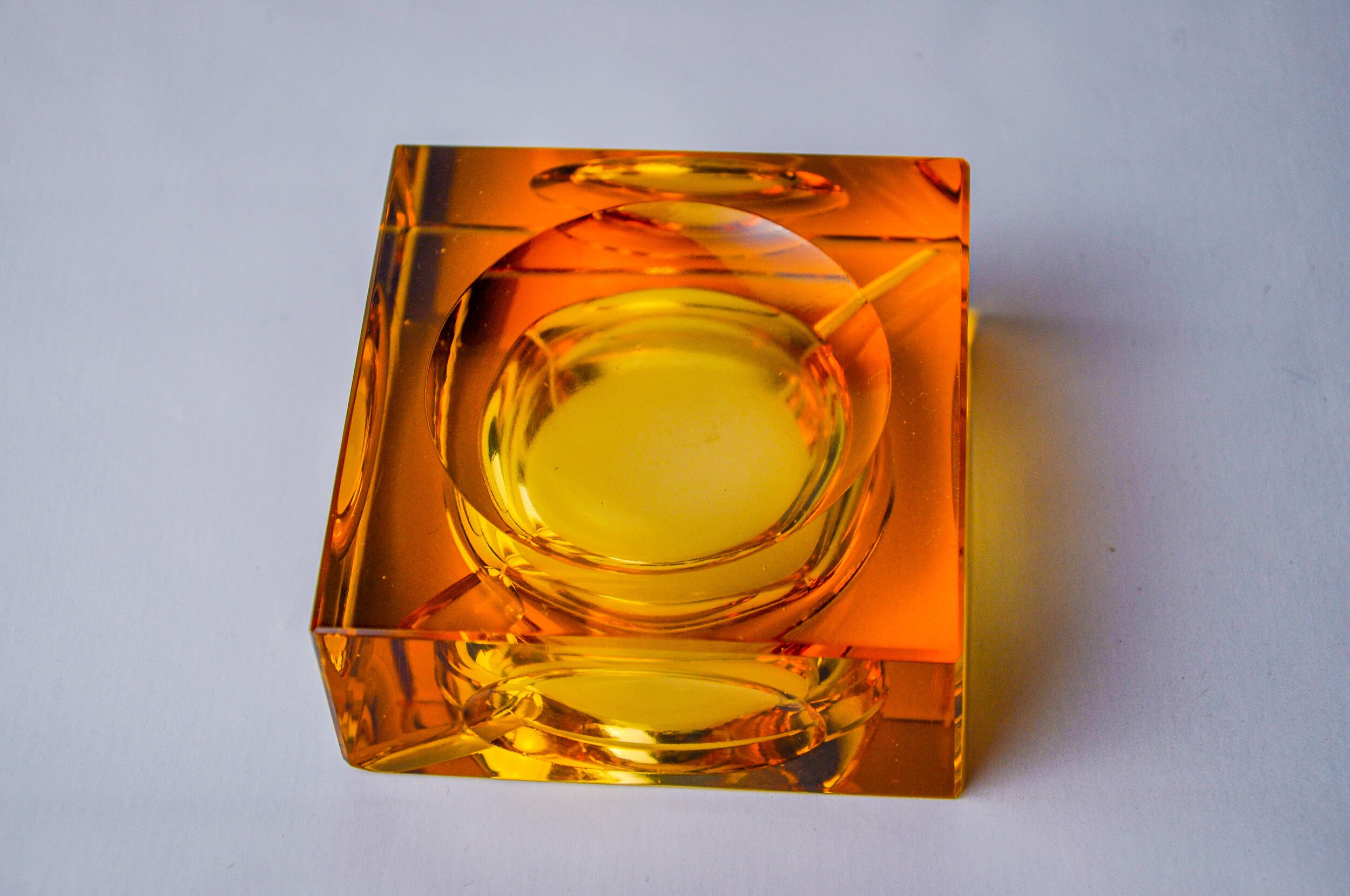 Orange ice cube ashtray by Antonio Imperatore, Murano glass, Italy, 1970