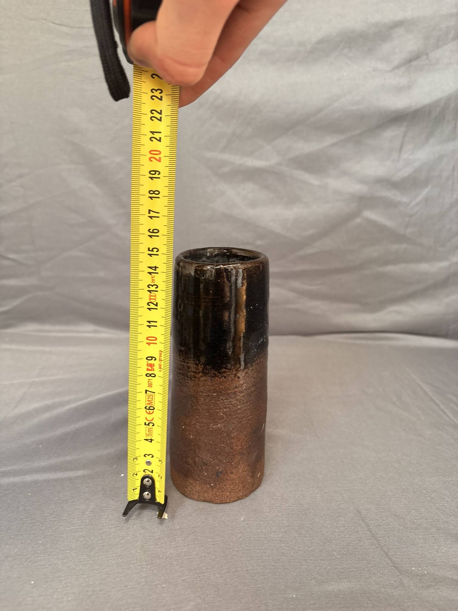 Vintage Signed Brown Terracotta Ceramic Stoneware Flower Vase