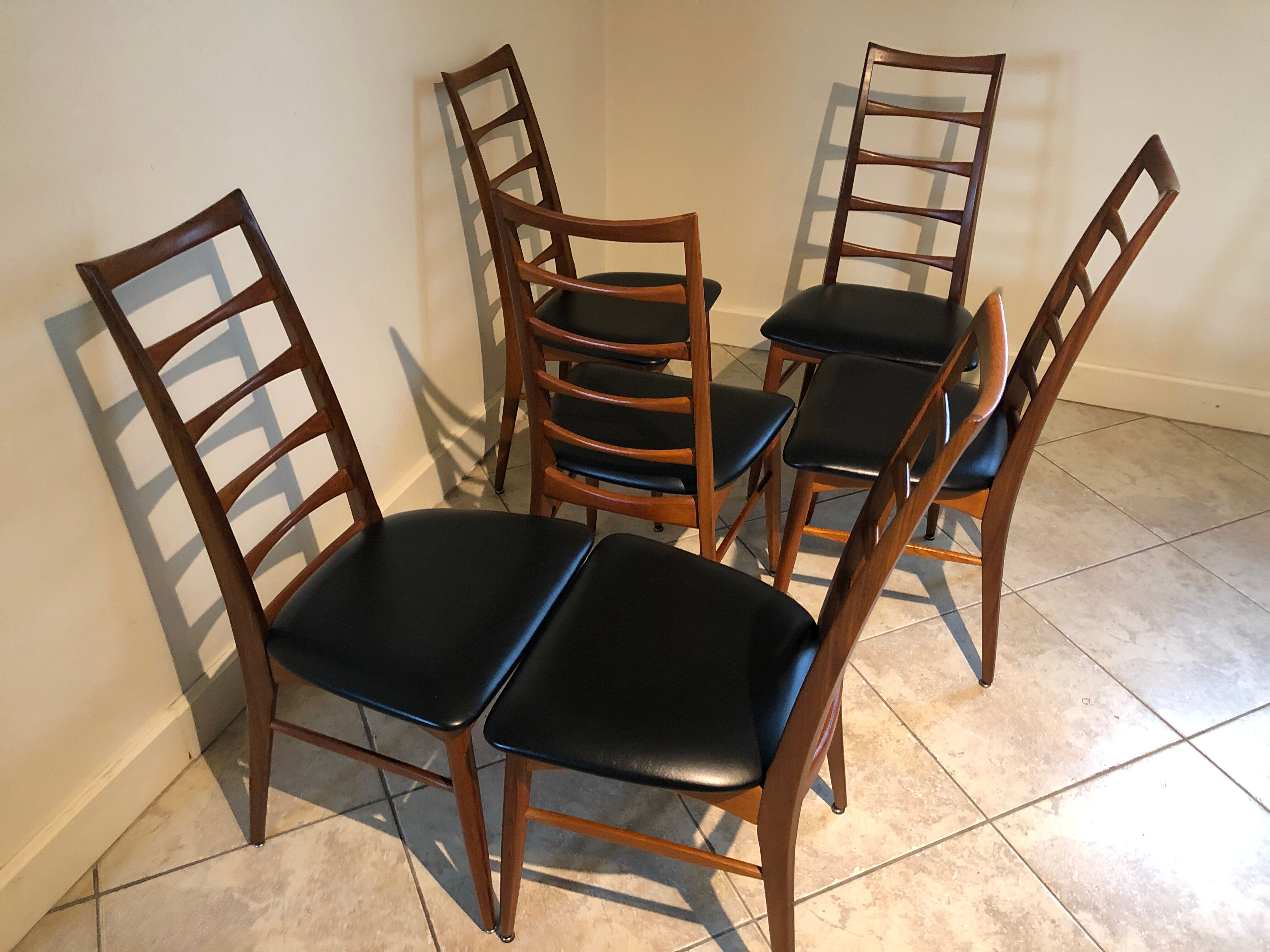 Set of 6 Scandinavian Teak "Lis" chairs by Niels Koefoed, Circa 1960