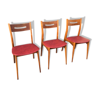 Set de 3 chaises scandinave 1960 pieds compas