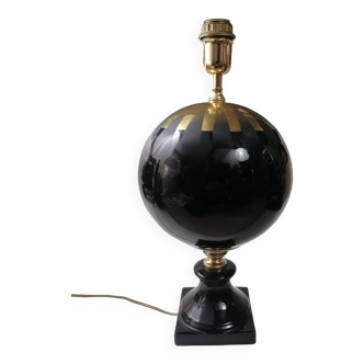 Pied de lampe boule noir et doré, années 70
