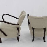 1930s Pair of Jindrich Halabala Art Deco H-237 Armchairs in Bouclé, Restored